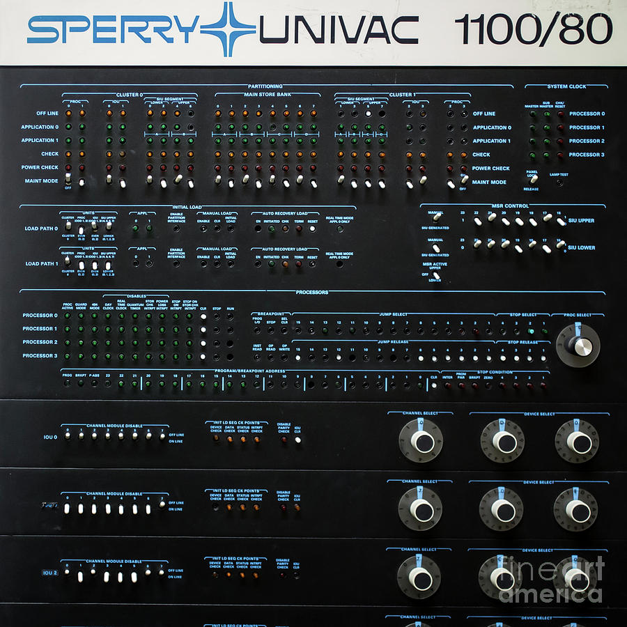 Computer Photograph - Old Classic Early Computer Sperry Univac 1100/80 by Edward Fielding