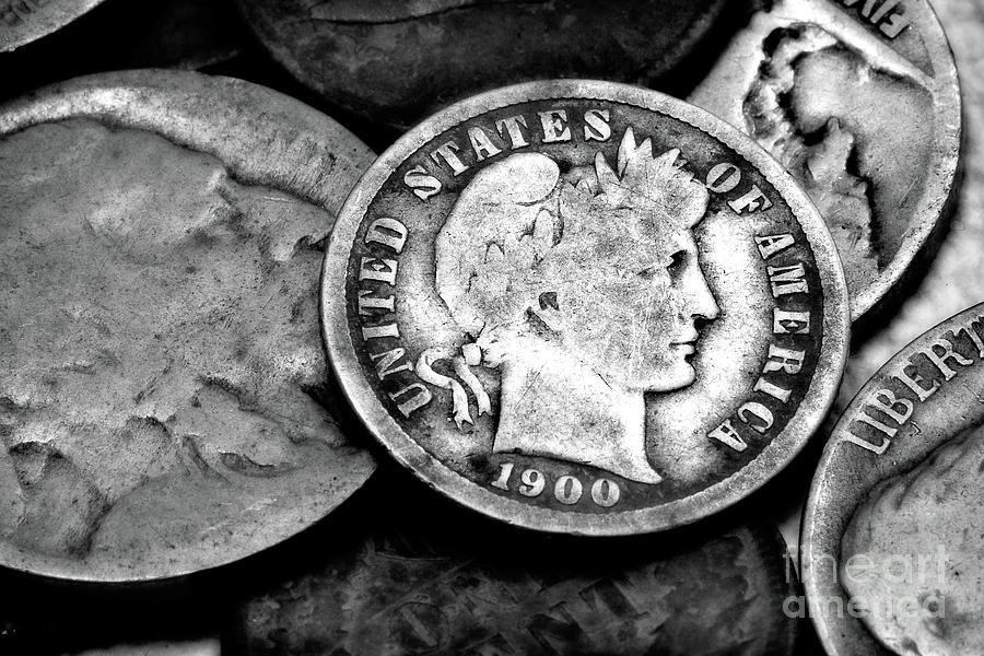 Old Coins in Black and White  Photograph by Randy Steele