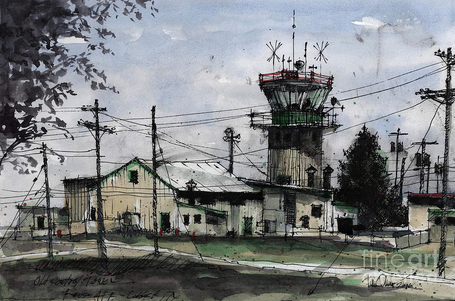 Old Control Tower at Reese AFB Painting by Tim Oliver