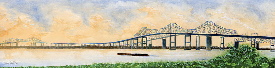Old Cooper River Bridges Painting by Thomas Hamm