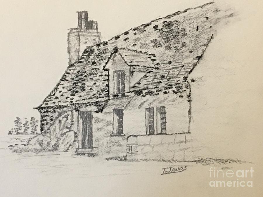 Old Cottage Drawing by Thomas Janos