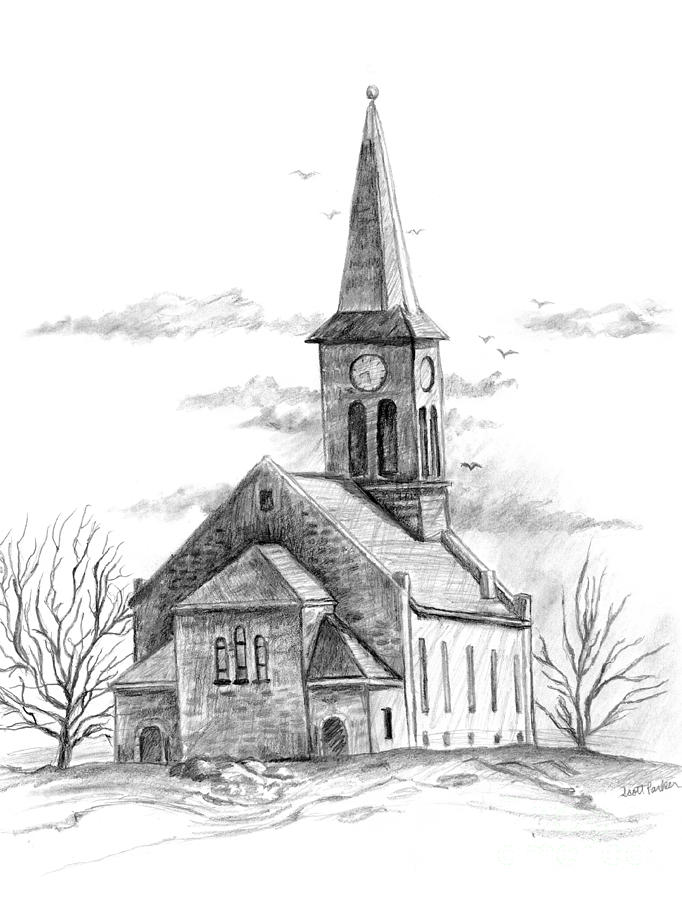 Old Country Church Drawing by Scott Parker