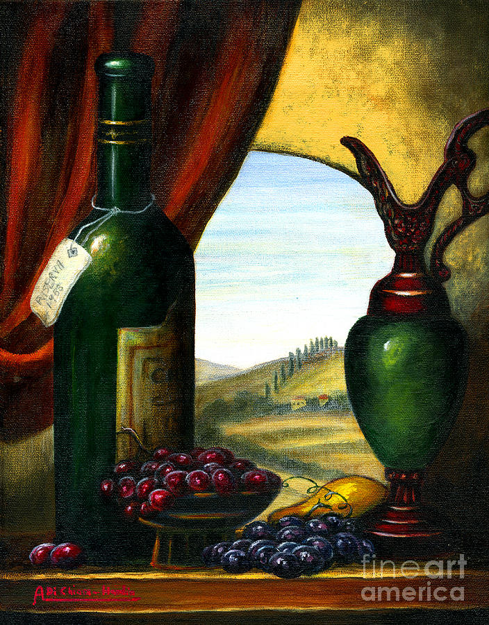 Wine Painting -  Old Country Feeling II- Wine by Finest Italian Art
