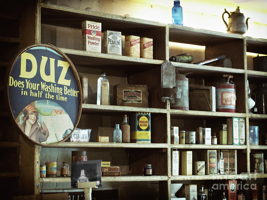 Vintage Photograph - Old Country Store Shelves by Mark Miller