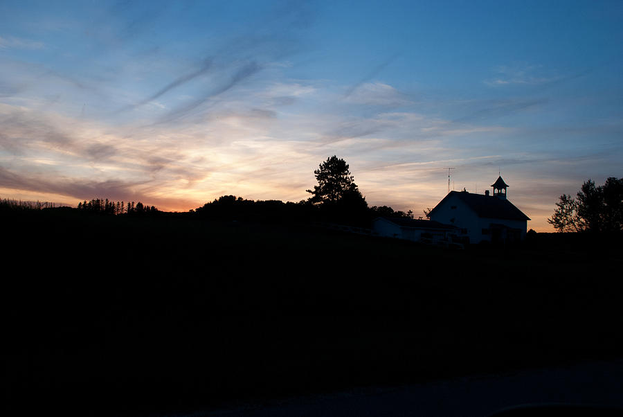 OLD COUNTY SCHOOLHOUSE and THE EVENING SKY Photograph by Janice Adomeit