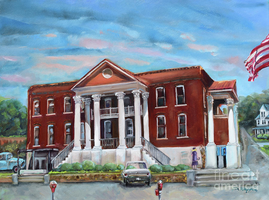 Old Courthouse in Ellijay GA - Gilmer County Courthouse Painting by Jan Dappen