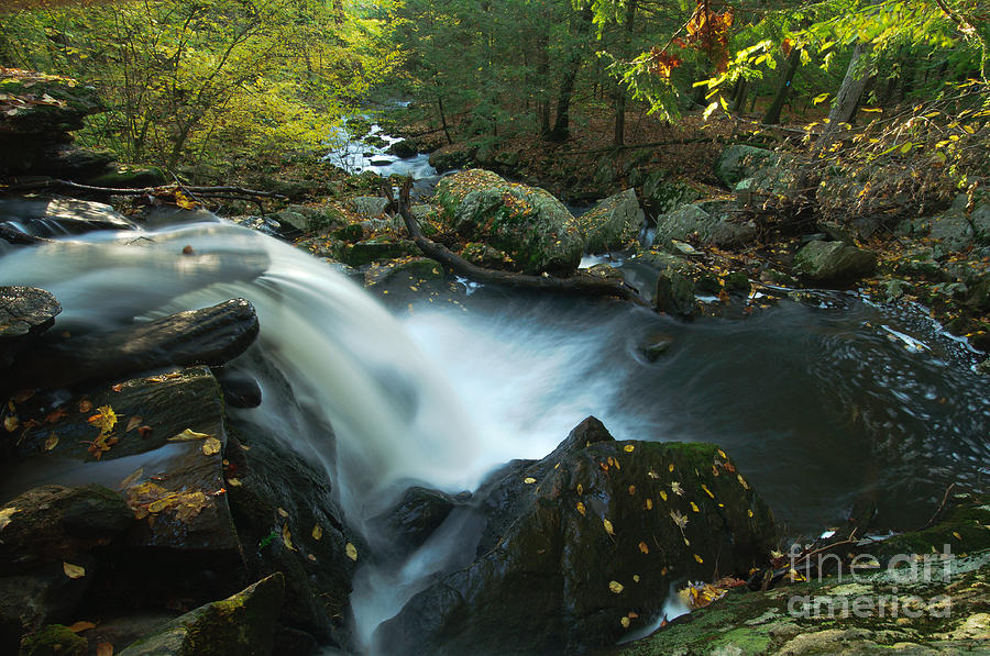 Old Dish Mill Falls on Jim Brook - Waterfall During New England Autumn Photograph by JG Coleman