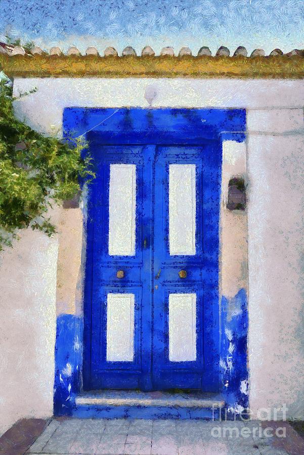 Old door in Hydra island Painting by George Atsametakis