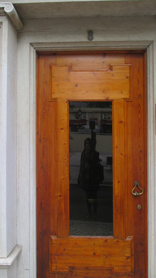 Door Photograph - old door in Lisbon with my reflection by Anamarija Marinovic