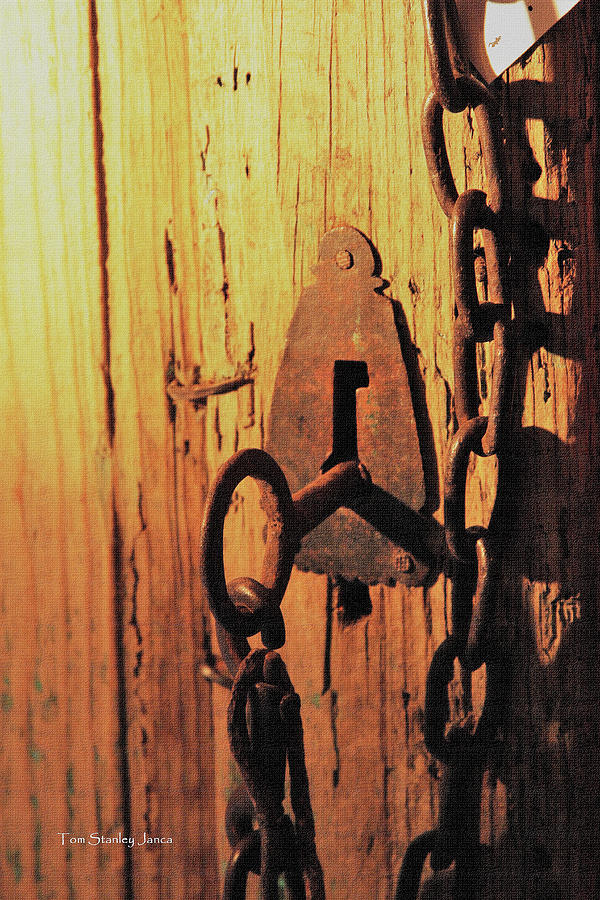 Old Door, Key Lock And Chain  Digital Art by Tom Janca
