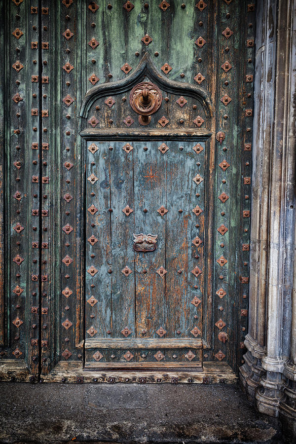 Vintage Photograph - Old Door to Girona Cathedral by Artur Bogacki