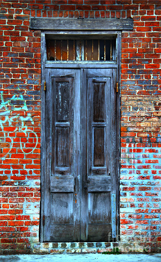New Orleans Photograph - Old Door With Bricks by Perry Webster