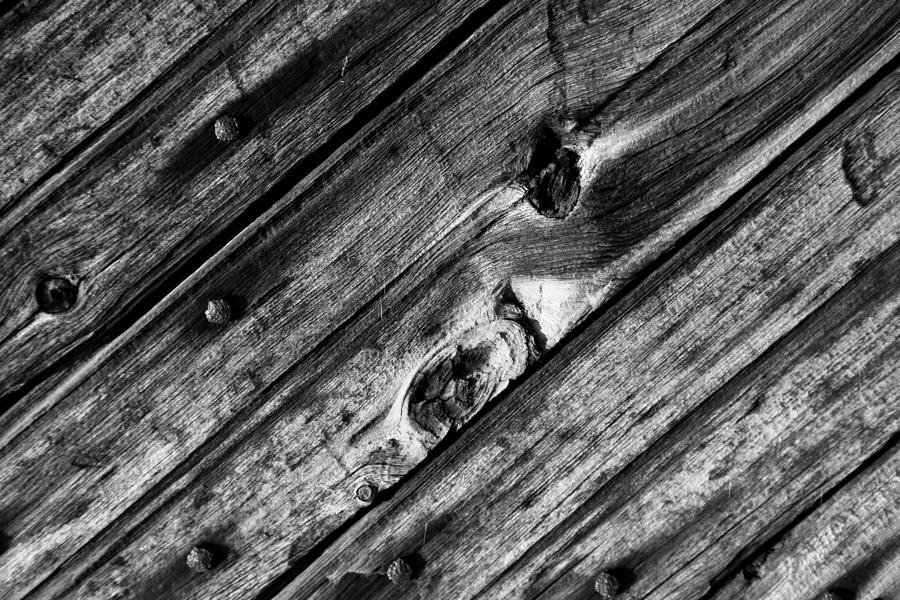 Old Door Wood 2 BW Photograph by Mary Bedy