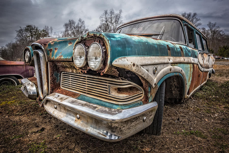 Mountain Photograph - Old Edsel by Debra and Dave Vanderlaan