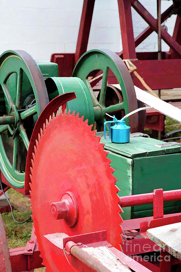 Old Engine and Saw Blade at a County Fair Digital Art by William Kuta