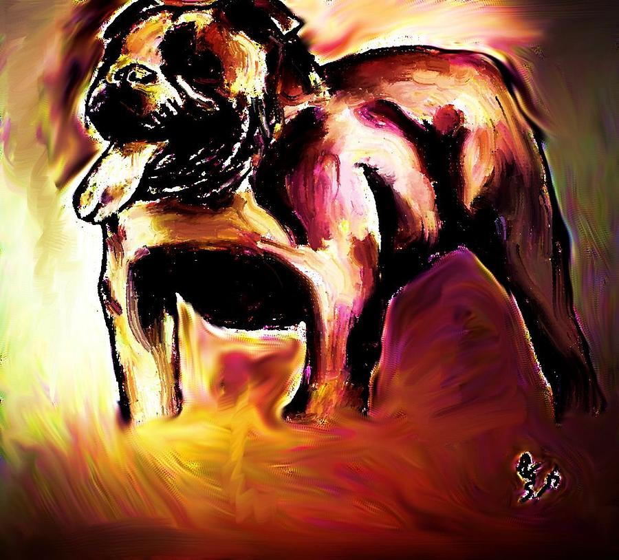 Dog Digital Art - Old English Bull 2 by Crystal Webb