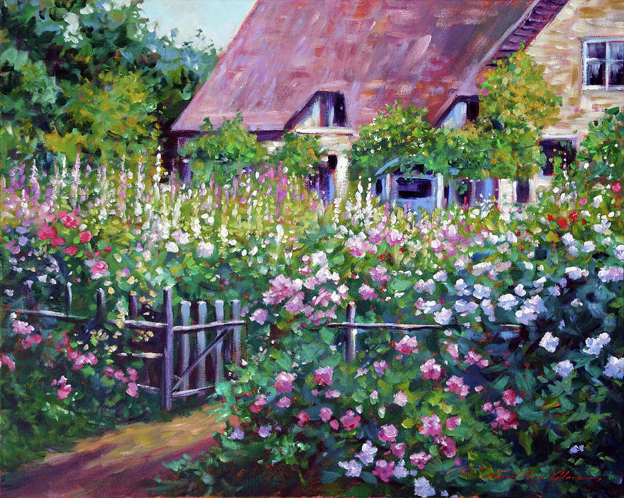 Garden Painting -  Old English Cottage Impressions by David Lloyd Glover