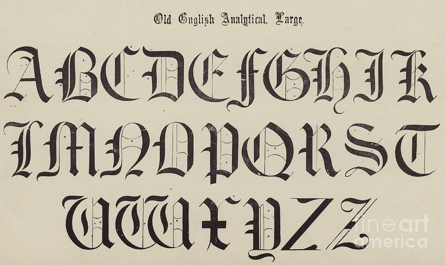 Old English Font Drawing By English School