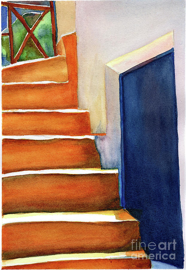 Old European Stairway Painting by Eunice Warfel