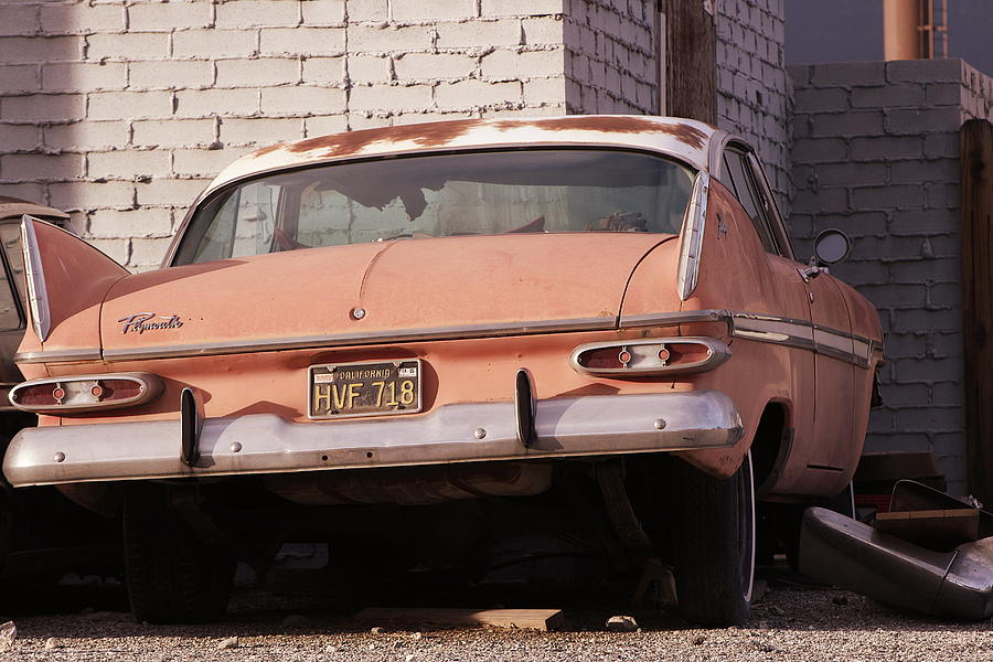Old Faded Red Plymouth in Sunset Tones Photograph by Colleen Cornelius