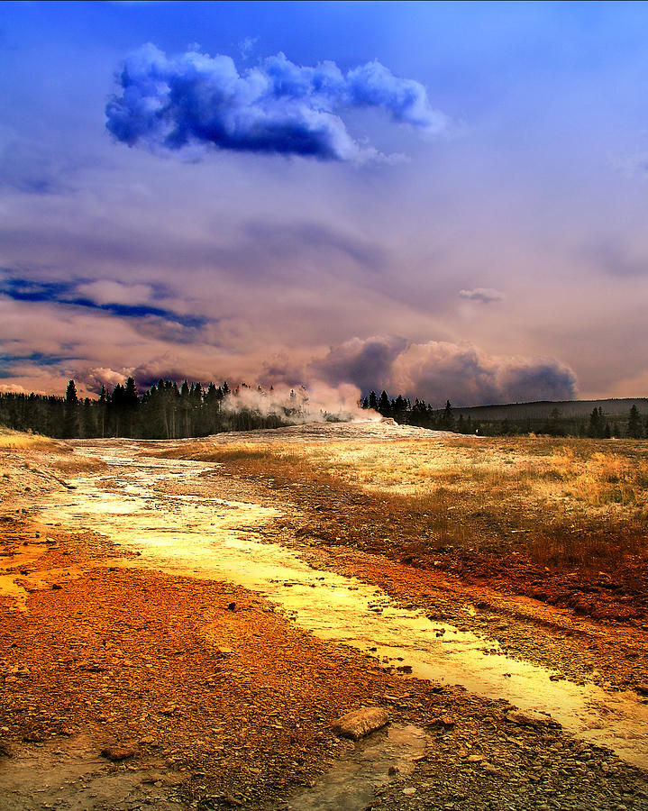 Old Faithful A Different View Photograph by Karen Musick