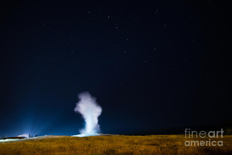 Yellowstone National Park Photograph - Old Faithful Big Dipper by Michael Ver Sprill