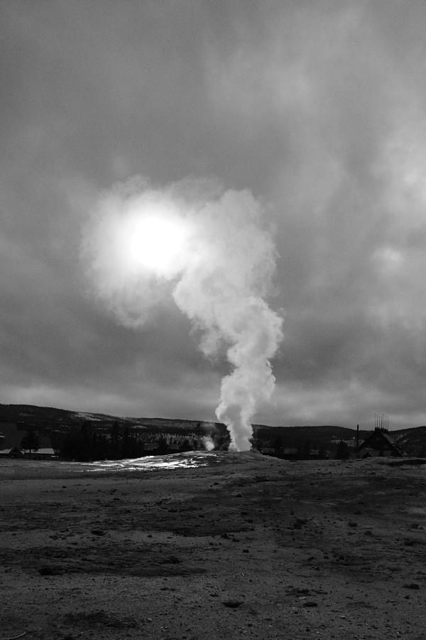Old Faithful Black and White Yellowstone Photograph by Pierre Leclerc Photography
