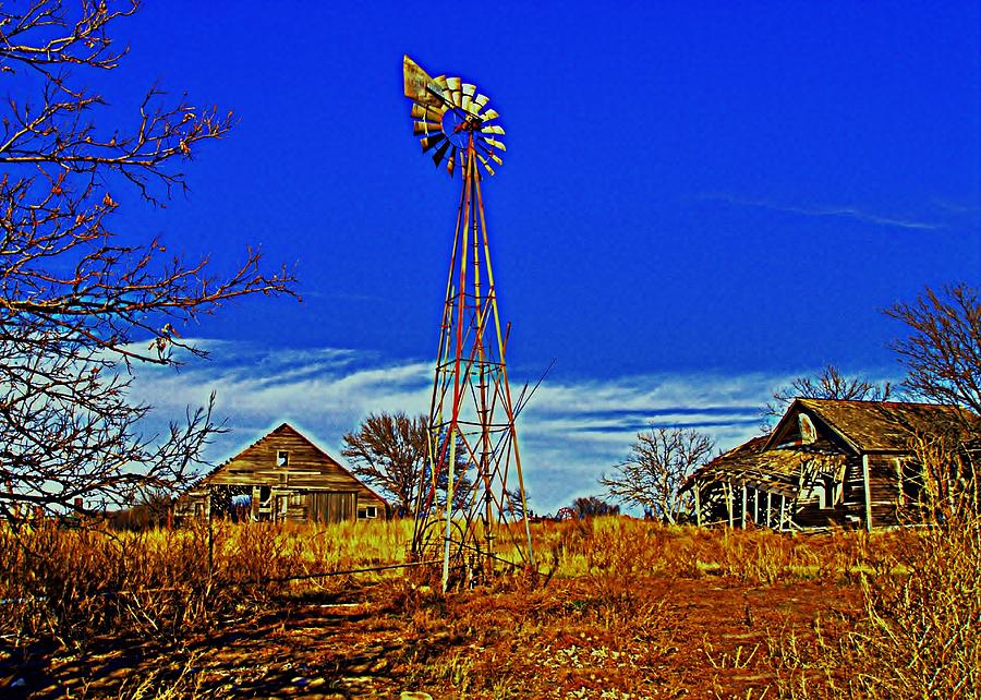 Old Farm And Windmill In Kansas Photograph by Greg Rud