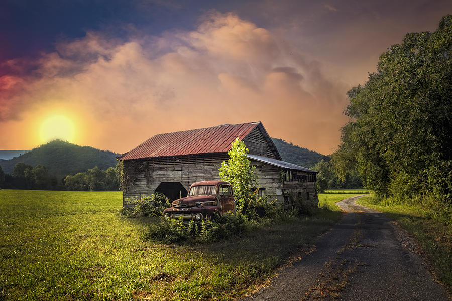 Barn Photograph - Old Farm at Sunset by Debra and Dave Vanderlaan