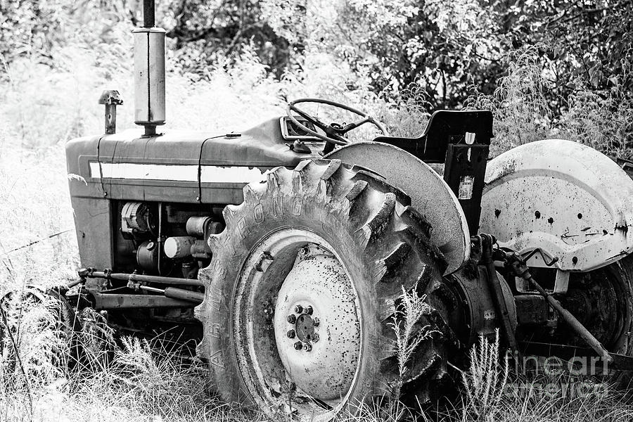 Old Farm Ford Tractor - BW Photograph by Scott Pellegrin