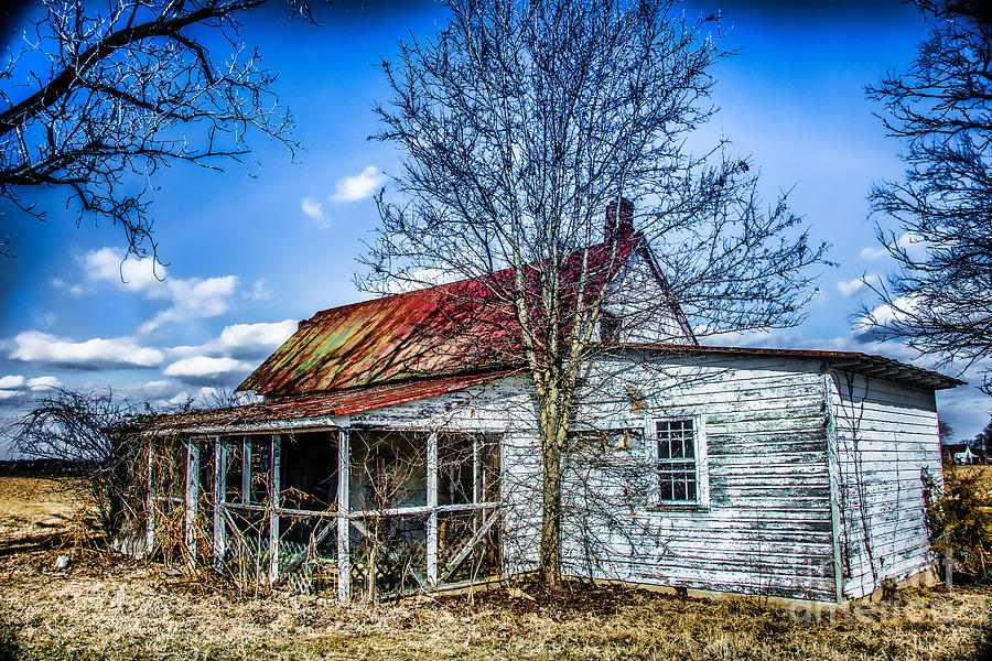Old Farm House Photograph - Old Farm House With Screened Porch by Kathy Liebrum Bailey