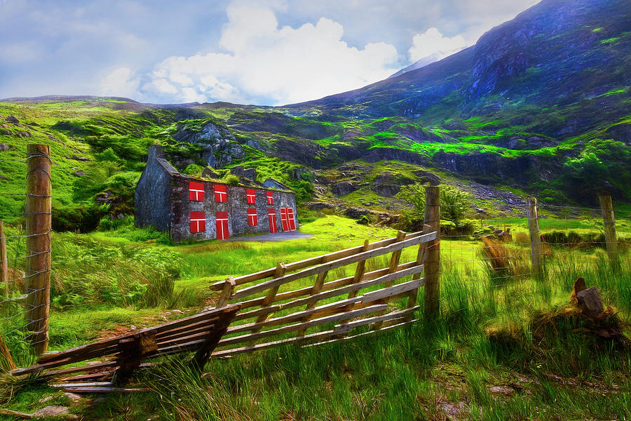 Old Farm in the Irish Countryside Painting Photograph by Debra and Dave Vanderlaan