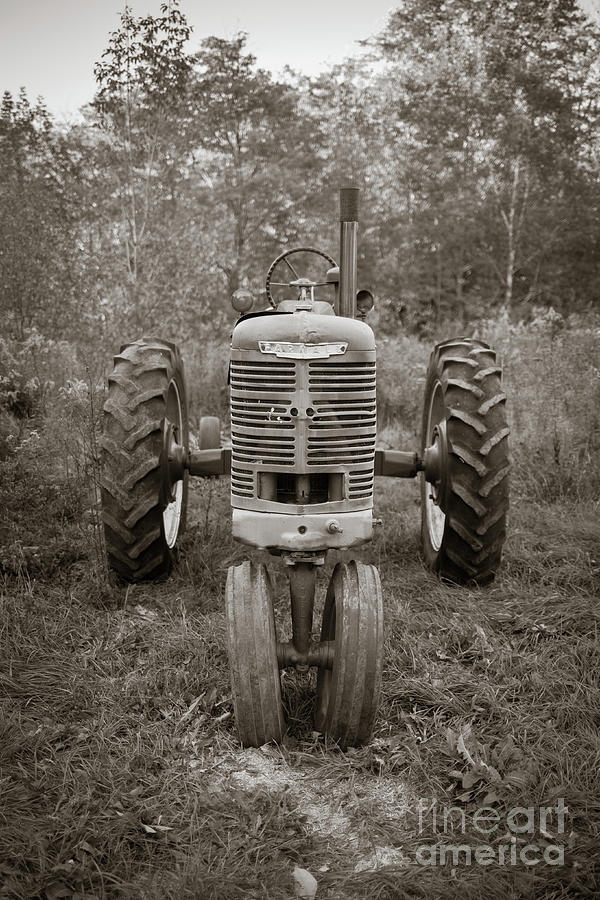 Old Farmall Tractor Springfield New Hampshire Sepia Photograph by Edward Fielding