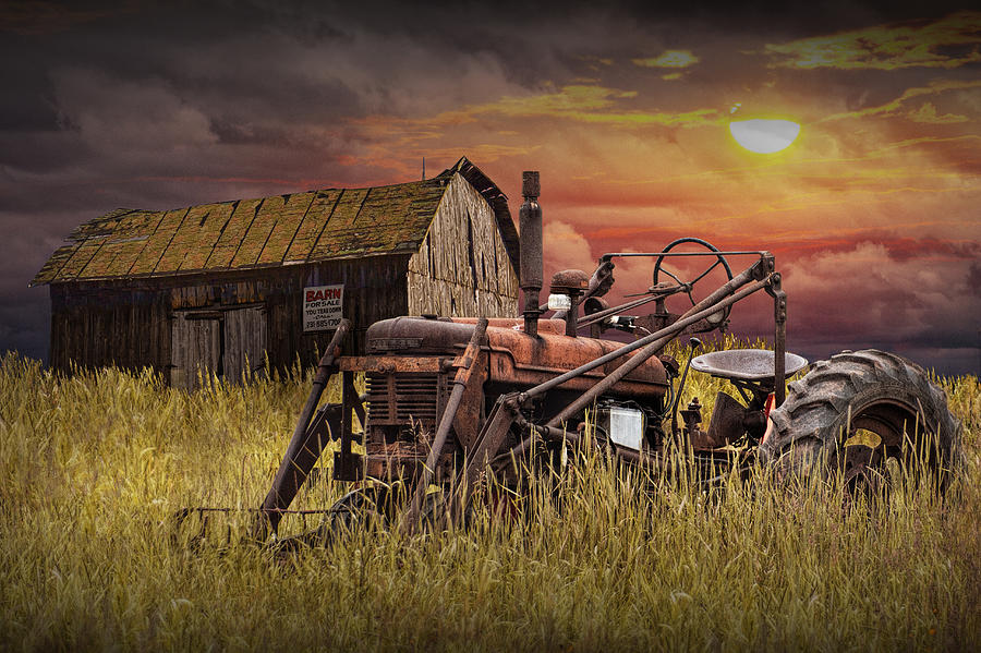 Old Farmall Tractor With Barn For Sale Photograph