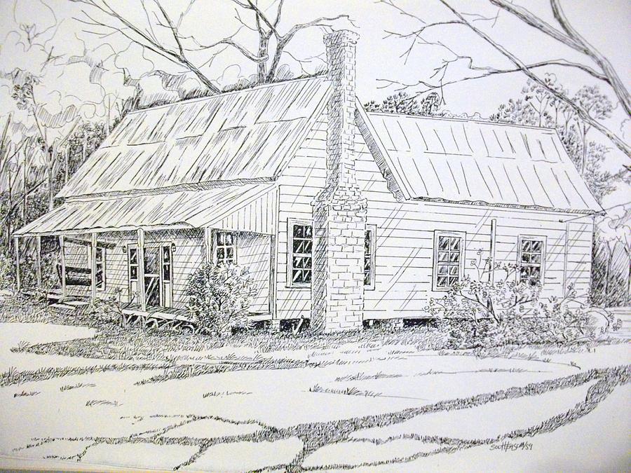 Old Farmhouse Drawing by Scott Easom Pixels