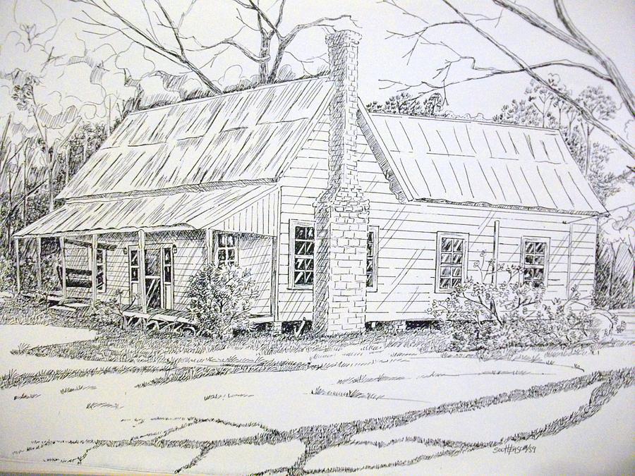 Old House Pencil Drawing