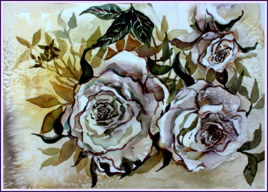 Old Fashion White Roses Painting by Mindy Newman