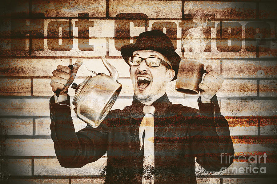 Old fashioned gent cheering to hot coffee Photograph by Jorgo Photography