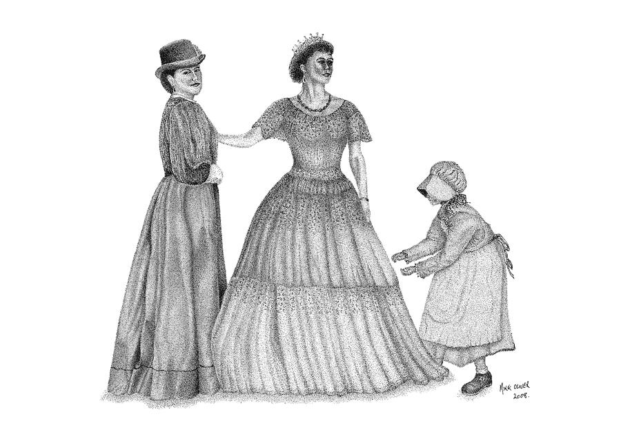 Colonial Ladies Drawing Drawing by Marc Oliver