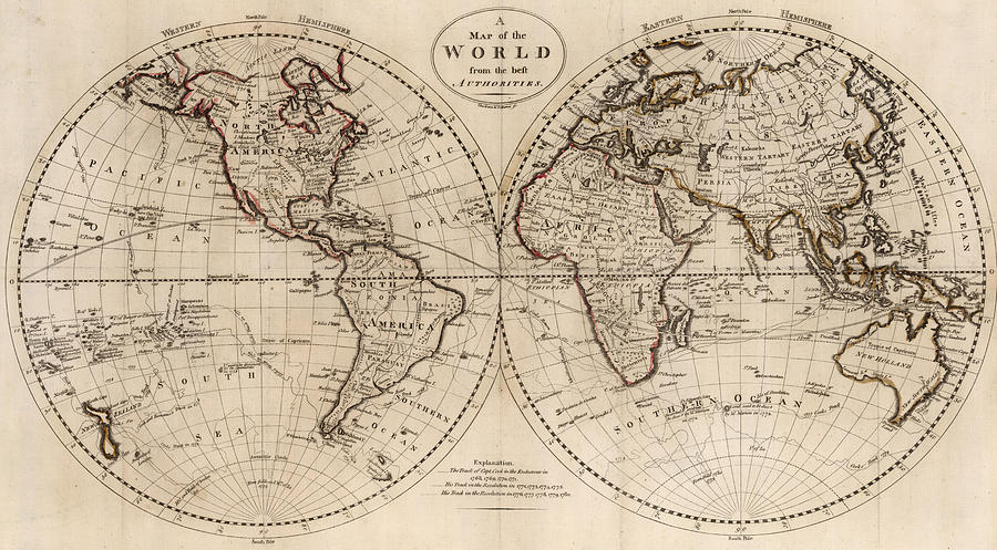 Old Fashioned World Map 1795 Drawing By Cartographyassociates
