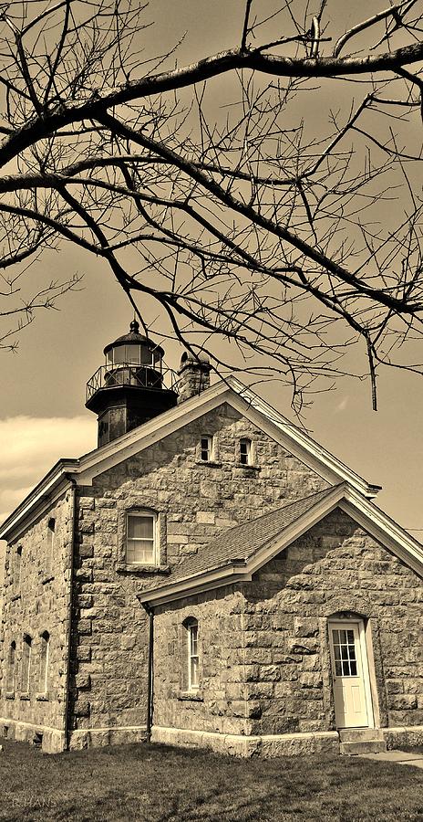 Old Field Light House N Y  Sepia Photograph by Rob Hans