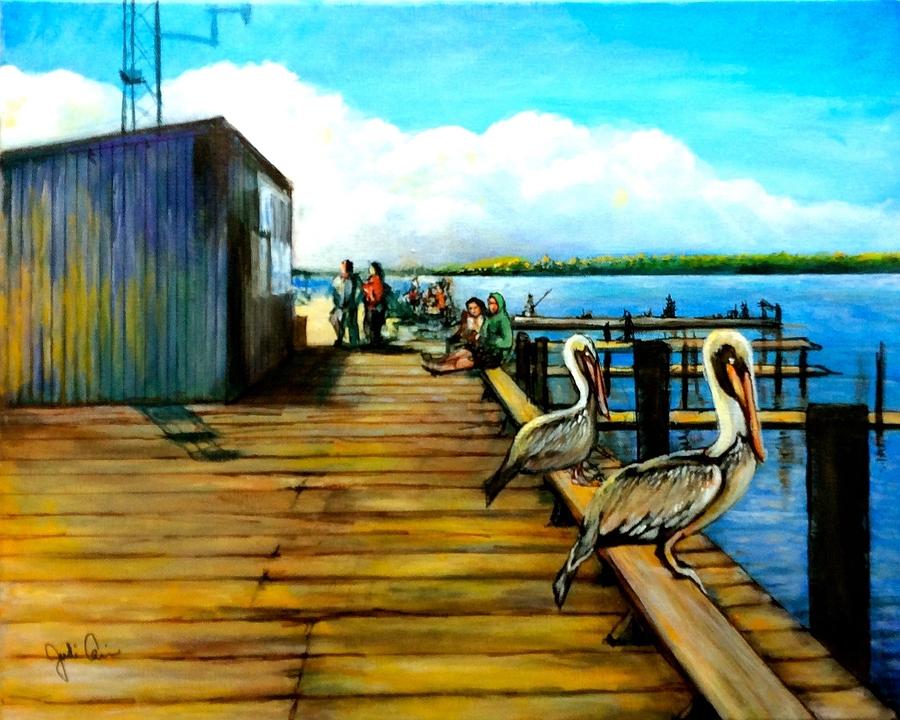 Old Fishing Pier, Cedar Key Painting by Judi Cain - Pixels