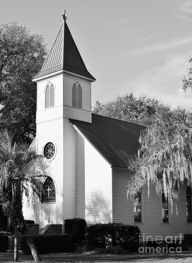 Old Florida Church Black and White Photograph by D Hackett