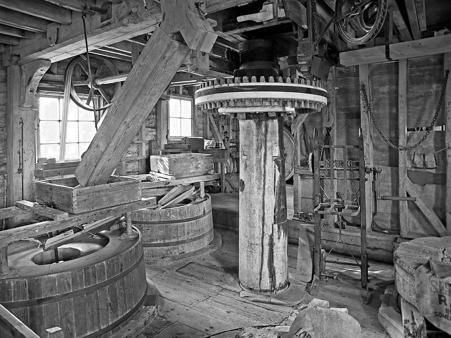 Old Flour Mill In Black and White Photograph by Gill Billington