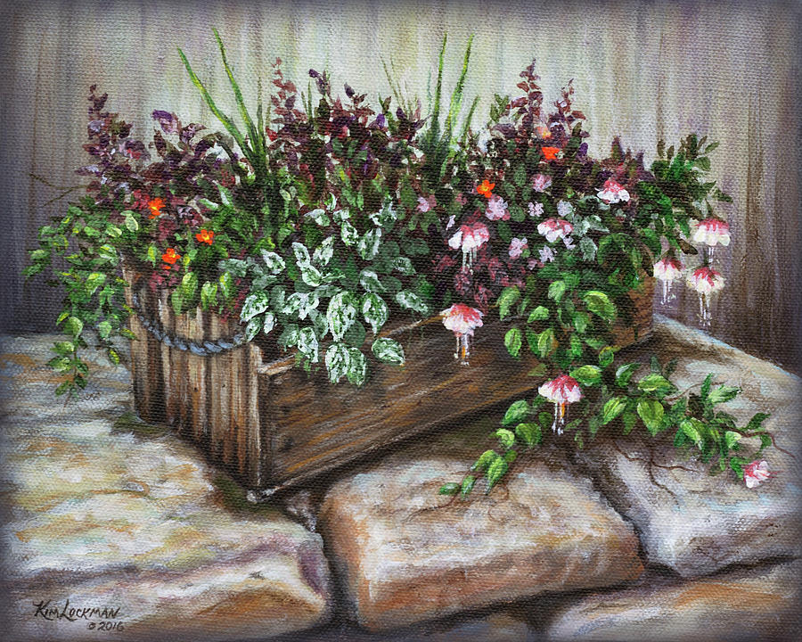 Old Flower Box Painting by Kim Lockman