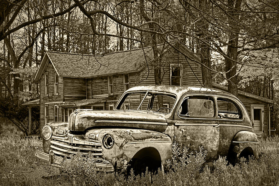 Old Ford Coupe in Sepia Tone Photograph by Randall Nyhof