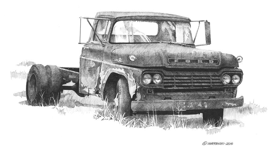 Old Ford Drawing by Paul Shafranski Fine Art America