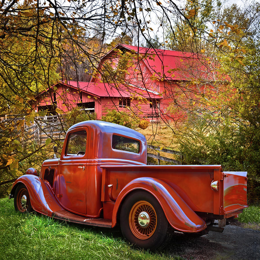 old red ford pickup truck