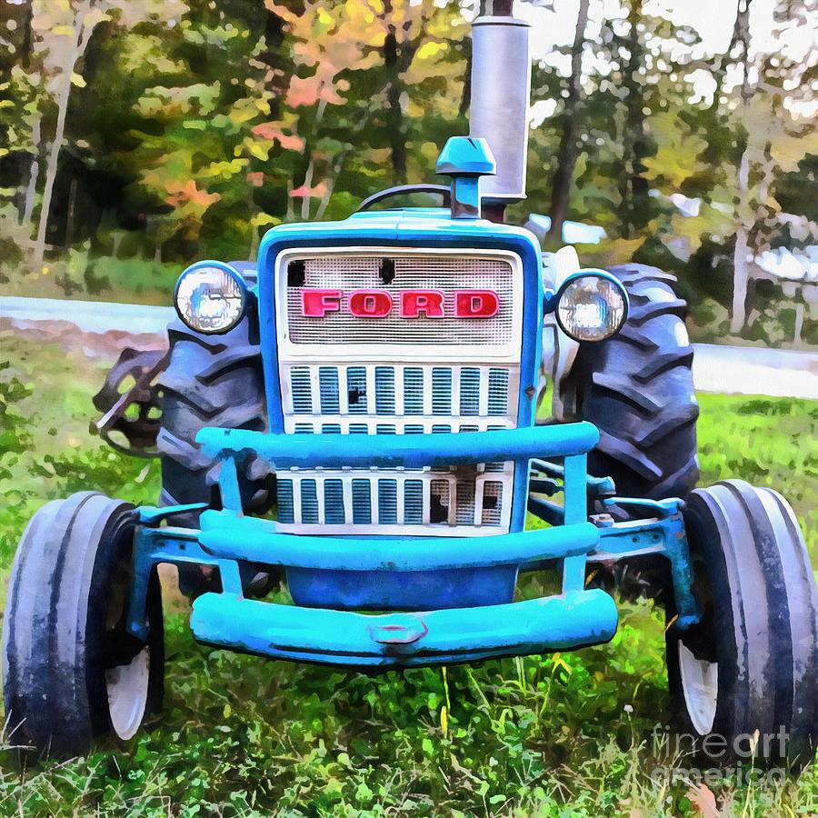 Old Ford Tractor Acrylic Painting by Edward Fielding