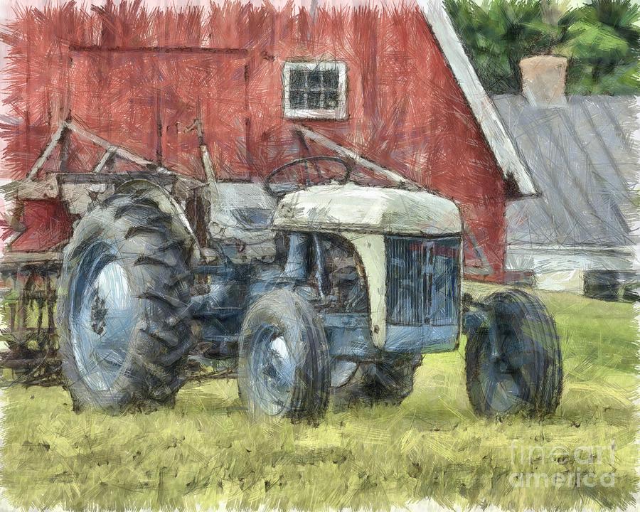 Old Ford Tractor Colored Pencil Photograph by Edward Fielding